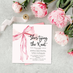 Elegant Rosa Bow Hon Gifter sig Möhippa Inbjudningar