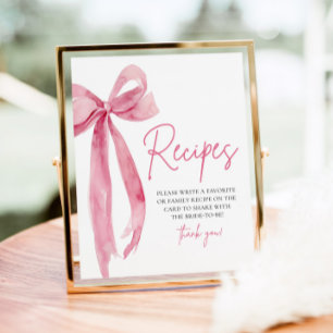 Elegant Rosa Bow Hon Gifter sig Recept Sign Poster