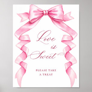 Elegant Rosa Bow Kärlek är Sweet Bröllop Poster