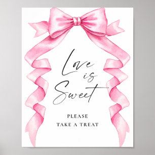 Elegant Rosa Bow Kärlek är Sweet Bröllop Poster