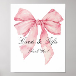 Elegant Rosa Bow-kort och presentkort Poster