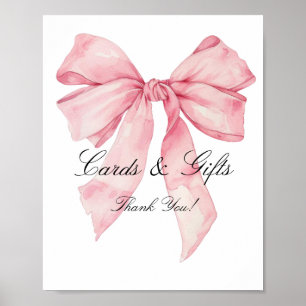 Elegant Rosa Bow-kort och presentkort Poster