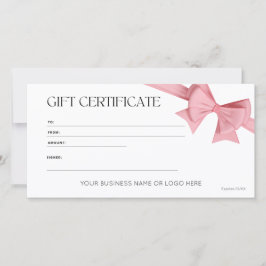 Elegant Rosa Bow Logotyp Gift Certificate