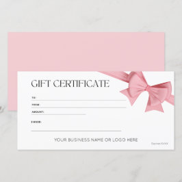 Elegant Rosa Bow Logotyp Gift Certificate