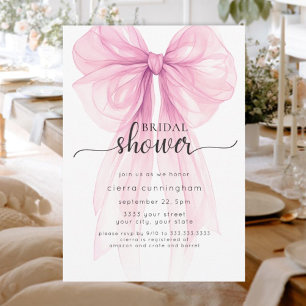Elegant Rosa Bow Minimal Inbjudningskort för möhip