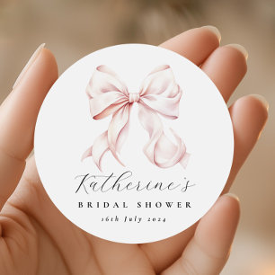 Elegant Rosa Bow-Möhippa Runt Klistermärke