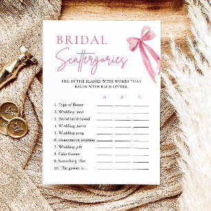 Elegant Rosa Bow Möhippa Scattergories-spel Inbjudningar