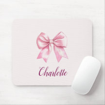Elegant Rosa Bow & Namn | Personligens musknapp