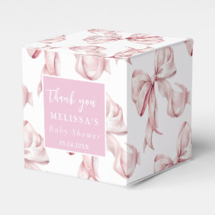 Elegant Rosa Bow Pearls Baby Shower-favoriter Presentaskar