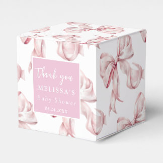 Elegant Rosa Bow Pearls Baby Shower-favoriter Presentaskar