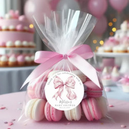 Elegant Rosa Bow Pearls Baby Shower-favoriter Presentaskar