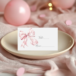 Elegant Rosa Bow Pearls Baby Shower Girl Placeringskort