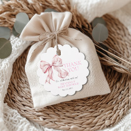 Elegant Rosa Bow & Pearls Tack Gåvor Etiketter