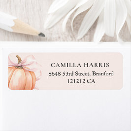 Elegant Rosa Bow Pumpkin Returadress Etikett