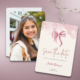 Elegant Rosa Bow Quinceañera Photo Spara Datumet