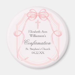 Elegant Rosa Bow Ribbon Confirmation Party Magnet