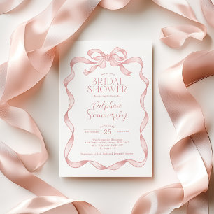 Elegant Rosa Bow Ribbon Möhippa Inbjudningar