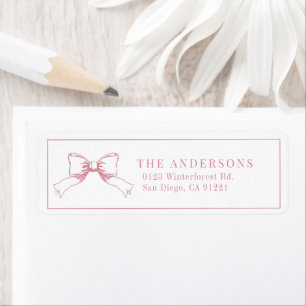Elegant Rosa Bow/Ribbon Returadress Etikett