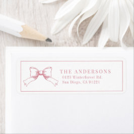 Elegant Rosa Bow/Ribbon Returadress Returadress Etikett