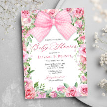 Elegant Rosa Bow & Ro Coquette Girl Baby Shower