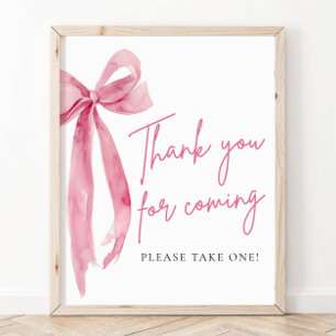 Elegant Rosa Bow-Tack för inkommande tecken Poster