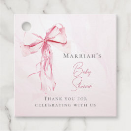 Elegant Rosa Bow Watercolor Girl Baby Shower Gåvor Etiketter