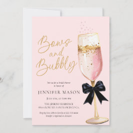 Elegant Rosa Bows och Bubly Möhippa Inbjudningar