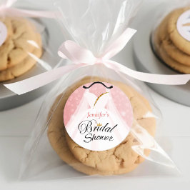 Elegant Rosa & Bröllop Dress Möhippa Runt Klistermärke