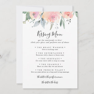 Elegant Rosa Bröllop Kissing-menyns spelkort