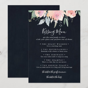 Elegant Rosa Bröllop Kissing-menyns spelkort