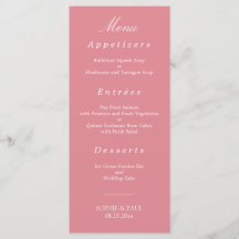 Elegant  Rosa Bröllop Menu