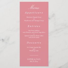 Elegant  Rosa Bröllop Menu Meny