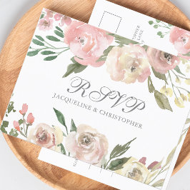 Elegant Rosa Bröllop OSA för Blommigt av elfenben Vykort