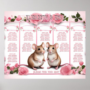 Elegant Rosa Bröllopsbordplan Poster