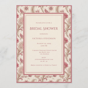 Elegant rosa bröllopsdusch-inbjudan med blommor inbjudningar