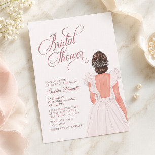 Elegant Rosa Bröllopsklänning Bridal Shower Inbjudningar