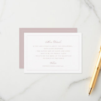 Elegant Rosa Bröllopswebbplats Detaljer Tilläggskort