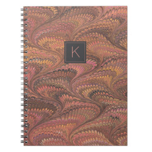 Elegant Rosa Brown Marble Monogram bärbar dator Anteckningsbok
