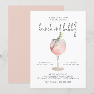 Elegant Rosa Brunch & Bubly Möhippa Inbjudningar