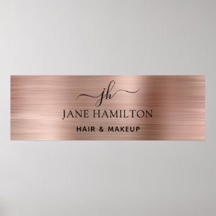 Elegant  Rosa Brushed Metall Business Poster