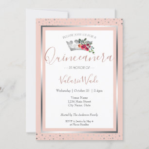 Elegant Rosa Budgetinbjudan för Quinceanera