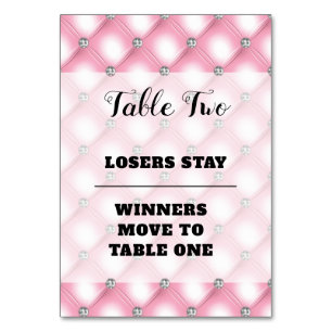 Elegant Rosa Bunco-nummer två Bord-kort Bordsnummer