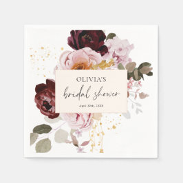 Elegant rosa burgunder Blommig bröllopsdusch  Pappersservett