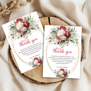 Elegant Rosa Burgunder Guld Rosor Baby Shower Tack Kort