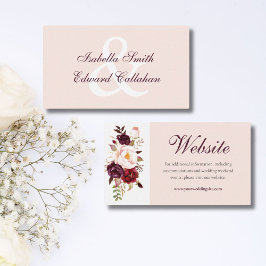 Elegant Rosa & Burgunder Röd Blommig Bröllopswebbp Tilläggskort