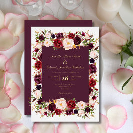 Elegant Rosa & Burgunderrosor Blomsterbukett Guld