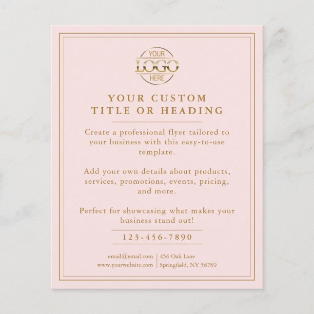 Elegant  Rosa Business Logotyp Promoting Flygblad (Framsidan)