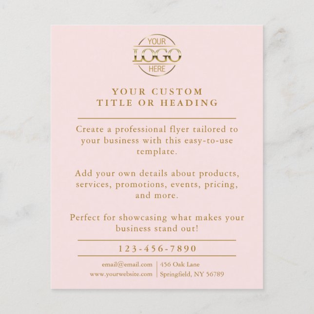 Elegant  Rosa Business Logotyp Promoting Flygblad (Baksidan)