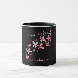 Elegant Rosa Butterflies Bilingual Mugg
