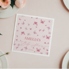 Elegant Rosa Butterfly Baby Shower Napkins Pappersservett